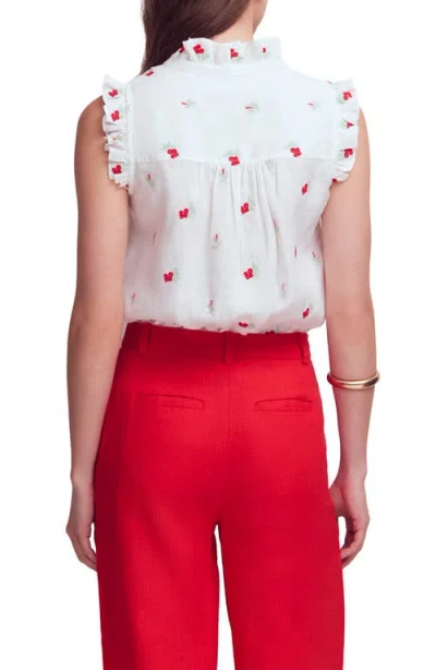 Boden Isabel Embroidered Linen Sleeveless Button-up Shirt In White