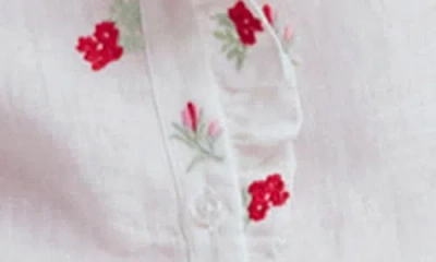 Boden Isabel Embroidered Linen Sleeveless Button-up Shirt In White