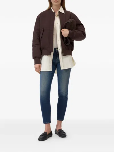 Closed Logo-patch Bomber Jacket In Brown