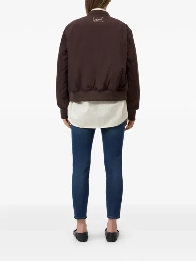 Closed Logo-patch Bomber Jacket In Brown