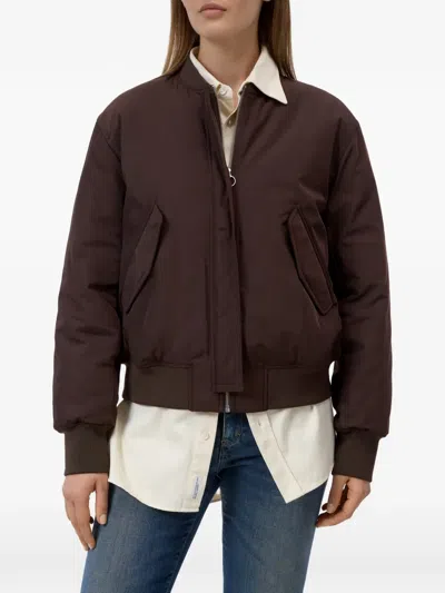 Closed Logo-patch Bomber Jacket In Brown