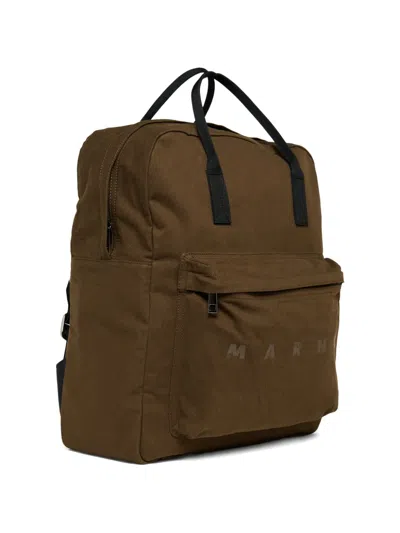 Marni Logo-print Zip-pocket Backpack In Brown