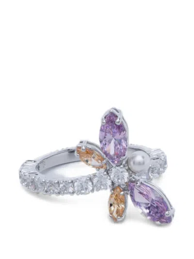 Swarovski X Ariana Grande Crystal-embellished Motif Ring In Metallic