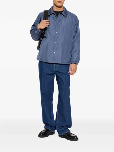 Jil Sander Press-stud Raglan-sleeve Jacket In Blue