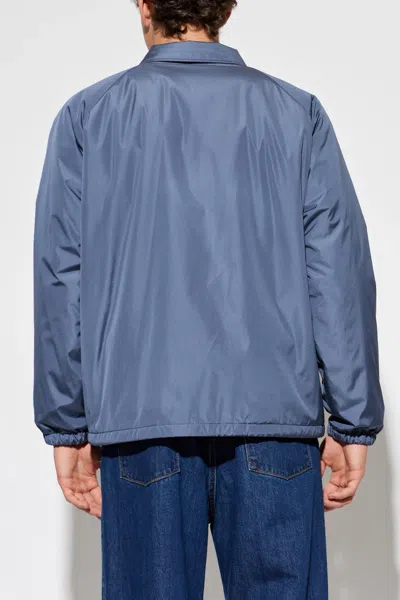 Jil Sander Press-stud Raglan-sleeve Jacket In Blue