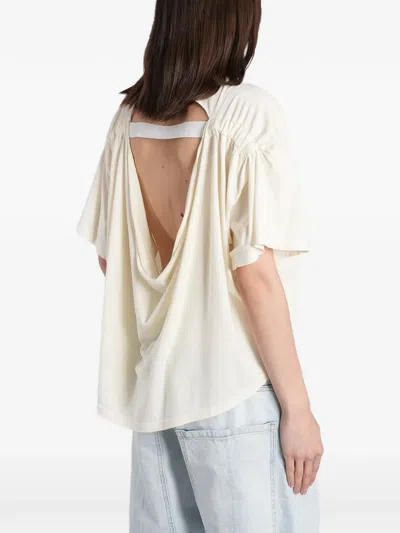 B1archive Open-back Draped T-shirt In Neutral