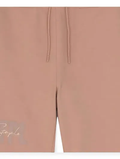 Staple Script-embroidered Track Shorts In Brown