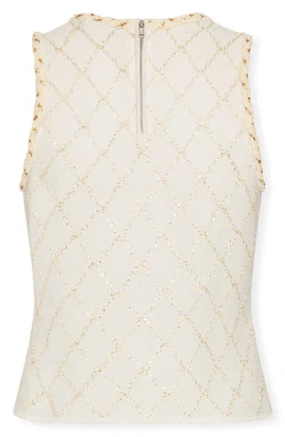 Milly Meli Beaded Sleeveless Sweater In White