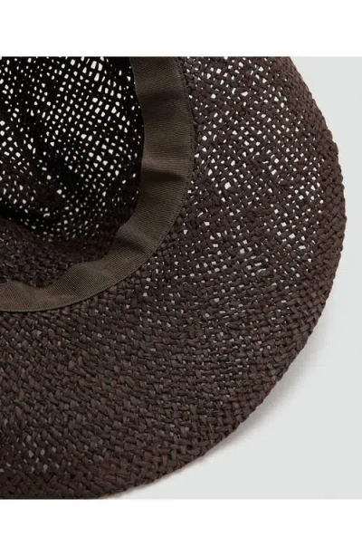Mango Straw Hat With Shells In Burgundy