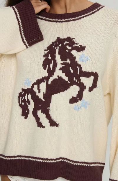 Princess Polly Rhianonn Horse Graphic Cotton Blend Sweater In White