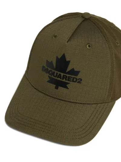 Dsquared2 Maple-leaf Logo-print Baseball Cap In Green