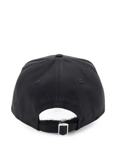 Dsquared2 Distressed Logo-patch Baseball Cap In Blue
