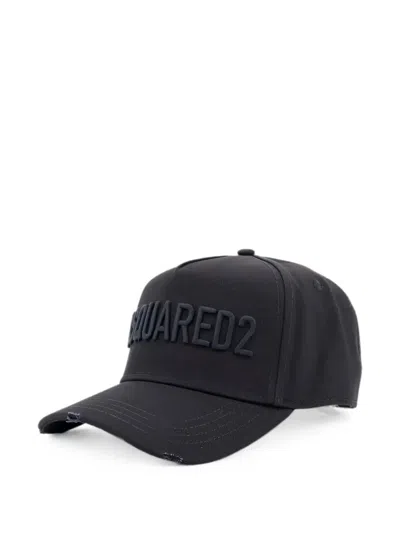 Dsquared2 Distressed Logo-patch Baseball Cap In Blue