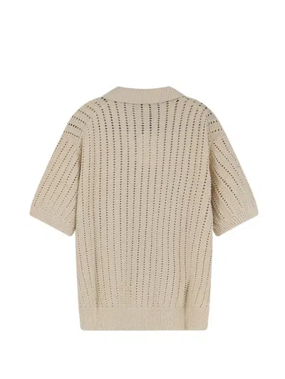 Dunst Openwork Cotton Cardigan In Brown