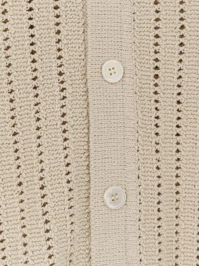 Dunst Openwork Cotton Cardigan In Brown