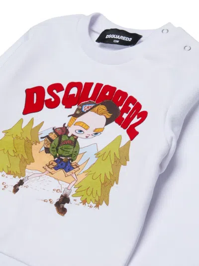 Dsquared2 Graphic-print Press-stud Sweatshirt In White