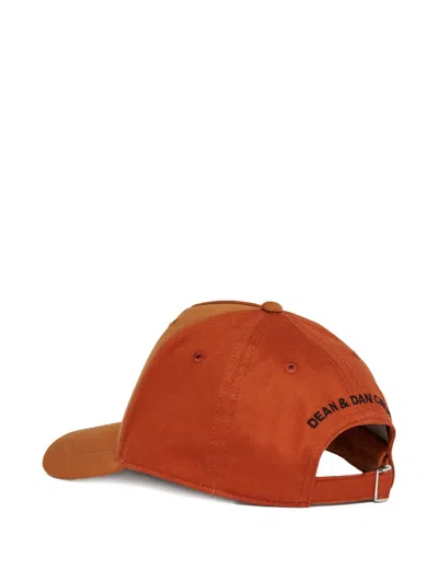 Dsquared2 Maple-leaf Ripstop Baseball Cap In Orange