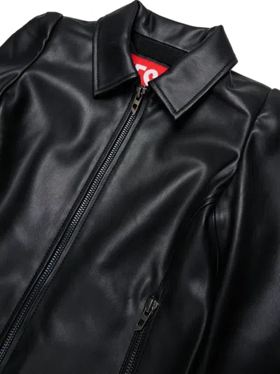 Diesel Coated-fabric Biker Jacket In Black