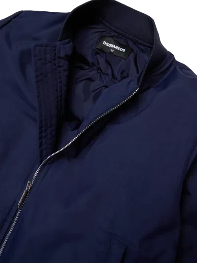 Dsquared2 Logo-print Maple-leaf Padded Jacket In Blue
