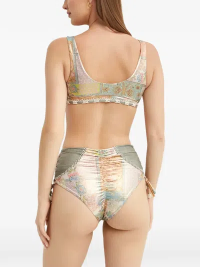 Del Maar Yma Patterned Tie Bikini Top In Neutral