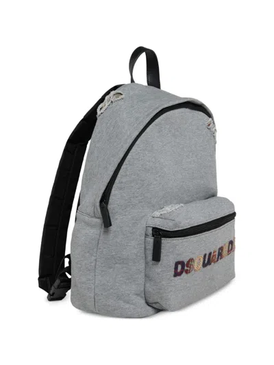 Dsquared2 Distressed Logo-patch Backpack In Gray