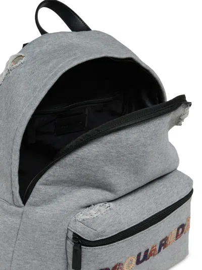 Dsquared2 Distressed Logo-patch Backpack In Gray