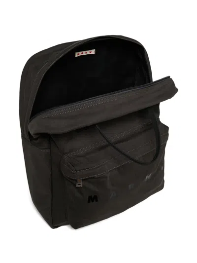 Marni Logo-print Backpack In Brown