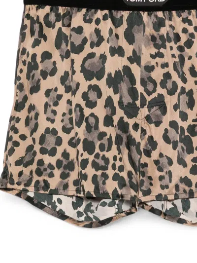 Tom Ford Leopard-print Boxer In Brown