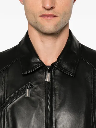 Sergio Moretti Firenze Zip-up Leather Jacket In Black