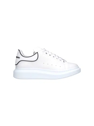 Alexander Mcqueen Chunky Leather Sneakers Featuring Perforated Profiles In White