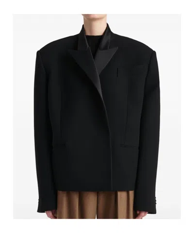 Khaite Notched Lapel Single-button Jacket In Black