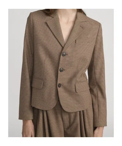 Frame Plaid Smart Blazer In Brown Multi In Brown