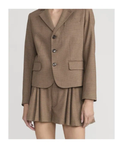 Frame Plaid Smart Blazer In Brown Multi In Brown