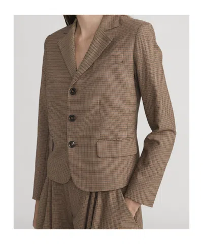 Frame Plaid Smart Blazer In Brown Multi In Brown