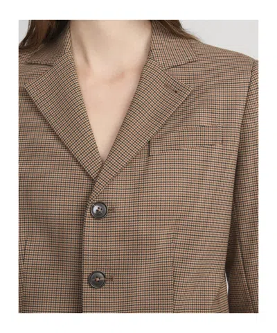 Frame Plaid Smart Blazer In Brown Multi In Brown