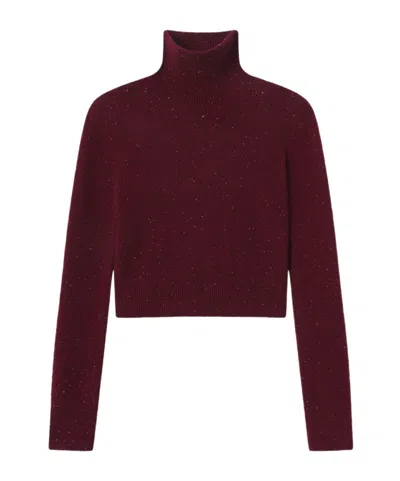 Frame Womens Pinot Fleck-knit Turtleneck Cashmere Jumper In Red