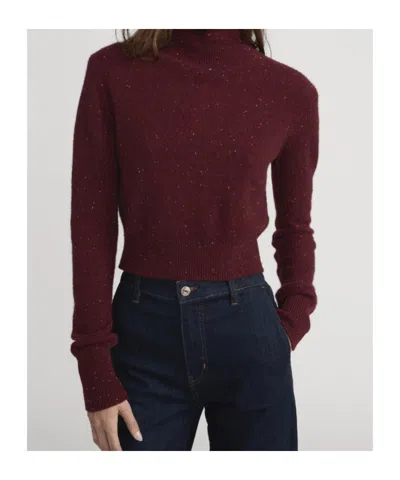 Frame Womens Pinot Fleck-knit Turtleneck Cashmere Jumper In Red