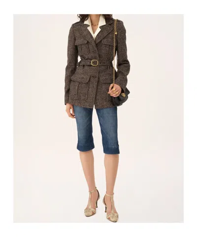 Chloé Herringbone Jacket In Brown