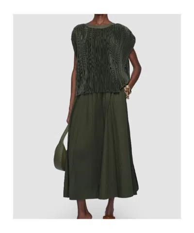 Joseph Cedre Pleated Satin Top In Green