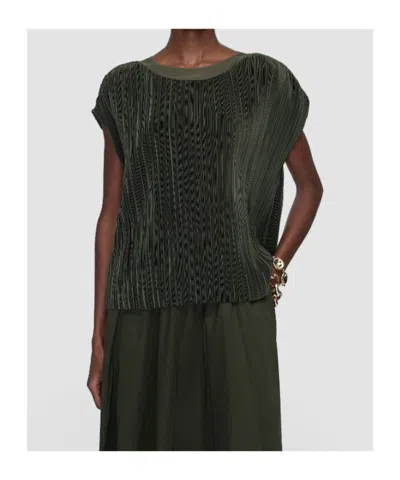 Joseph Cedre Pleated Satin Top In Green