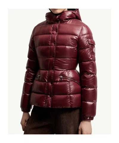 Moncler Multicolor Goose Down Full-length Jacket In Burgundy