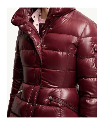 Moncler Multicolor Goose Down Full-length Jacket In Burgundy