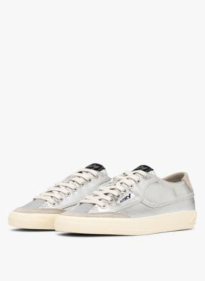 Autry Windscape Low Silver Canvas Suede Cow Leather Rubber Sneakers In Gray
