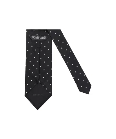 Tom Ford Dotted Tie In Gray