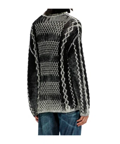 Diesel Cable Knit Cotton-blend Pullover Sweater In Multi