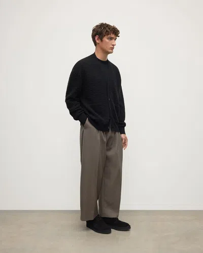 Johnstons Of Elgin Plaited Texture Black Cashmere Cardigan