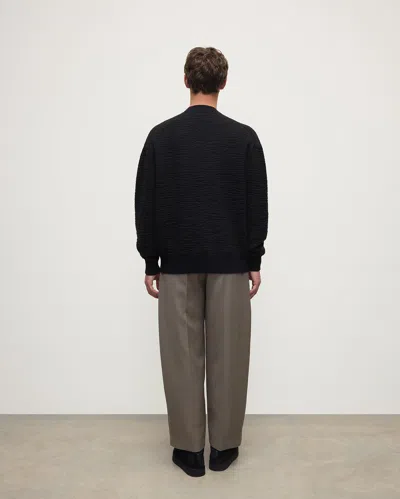 Johnstons Of Elgin Plaited Texture Black Cashmere Cardigan