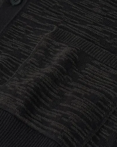 Johnstons Of Elgin Plaited Texture Black Cashmere Cardigan