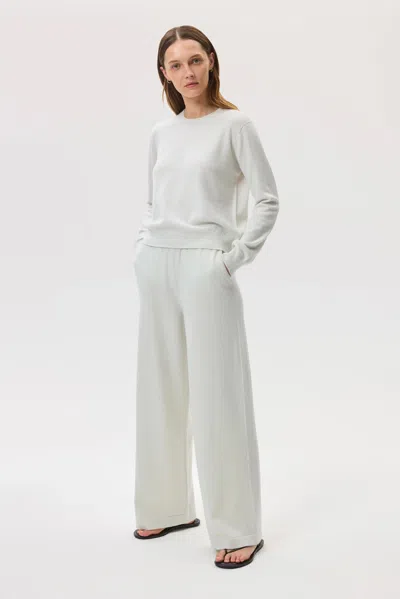 Johnstons Of Elgin Cashmere White Round Neck Jumper In Gray