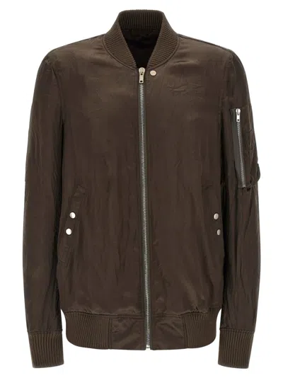 Rick Owens Brown Solid Bomber Jacket In Brown